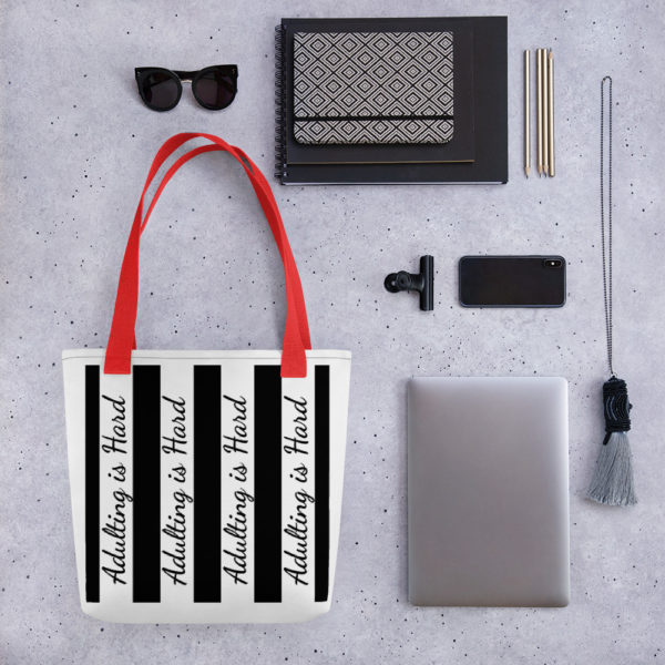 Adulting is Hard Striped Tote bag - Image 3